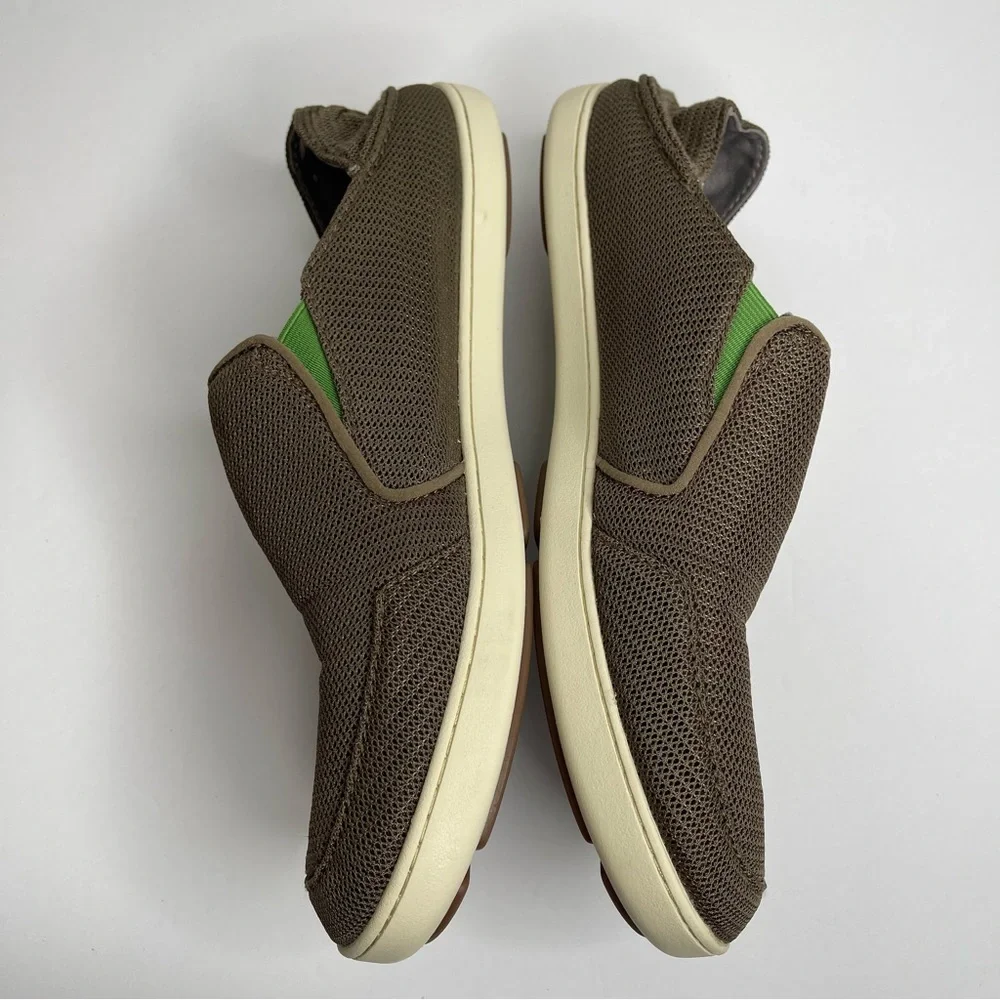 OluKai Nohea Mesh Men's Slip On Casual Loafer Shoes Size 11 Gray Brown/Green